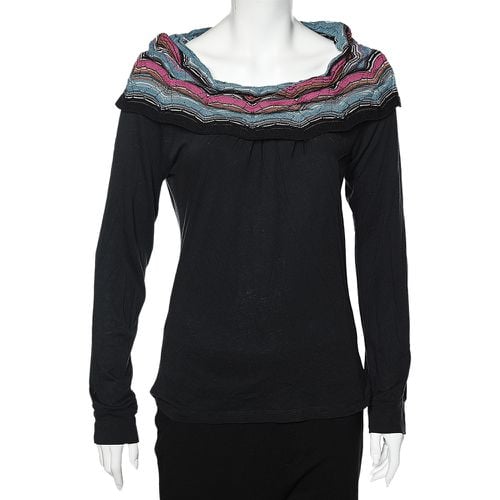 Cotton Knit Contrast Overlay Detail T-Shirt S - M Missoni - Modalova