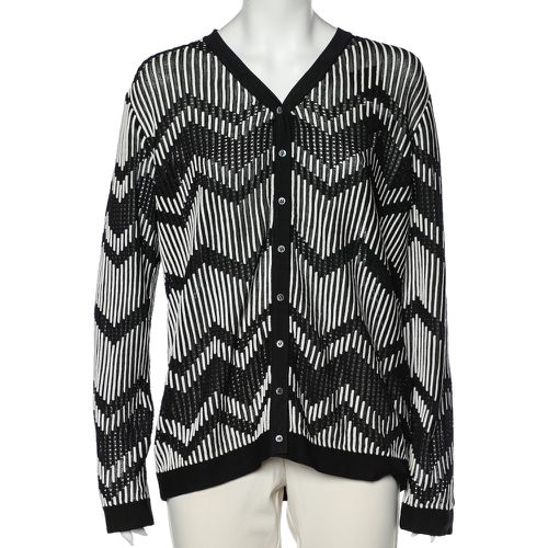 Monochrome Patterned Perforated Knit Button Front Cardigan L - M Missoni - Modalova