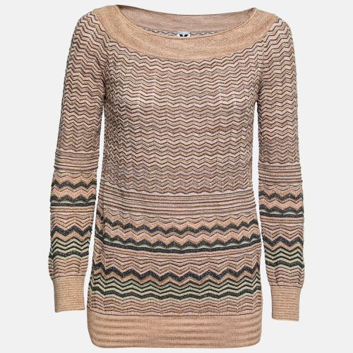 Beige Chevron Patterned Lurex Knit Top M - M Missoni - Modalova