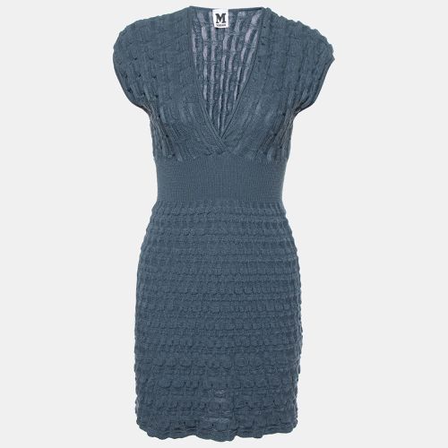 Slate Wool Textured Knit V-Neck Dress M - M Missoni - Modalova