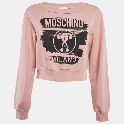 Moschino Printed Cotton Knit Crop Sweatshirt S - Moschino Couture - Modalova