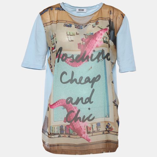 Moschino Cheap & Chic Cotton & Printed Chiffon Paneled T-Shirt M - Moschino Cheap and Chic - Modalova