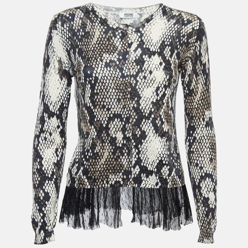 Snake Print Ruffled Cardigan Top M - Moschino Cheap and Chic - Modalova