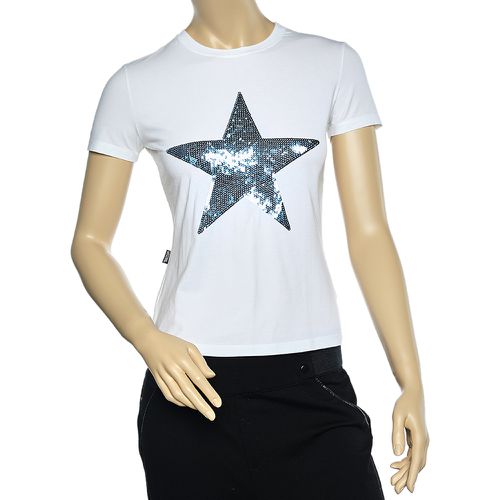 Cotton Star Embellished Short Sleeve T-Shirt M - Moschino Jeans - Modalova