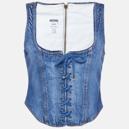 Denim Lace-Up Corset Top M - Moschino Jeans - Modalova