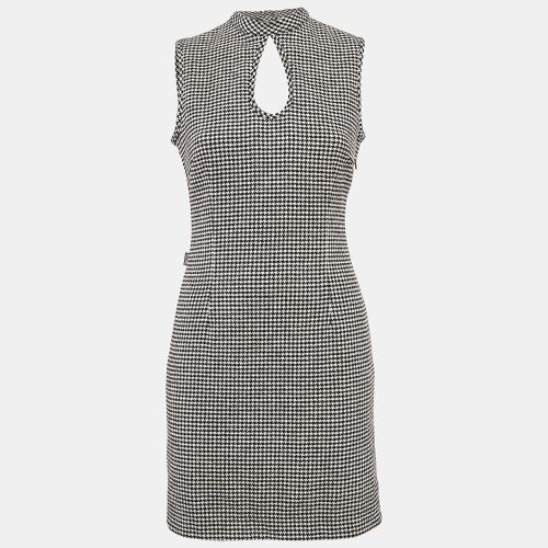 White Houndstooth Wool Blend Mini Dress M - Moschino Jeans - Modalova