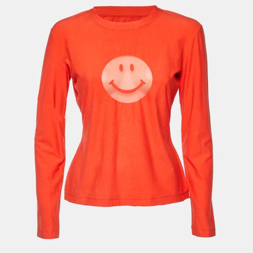 Smile Print Cotton Blend Knit T-Shirt L - Moschino Jeans - Modalova