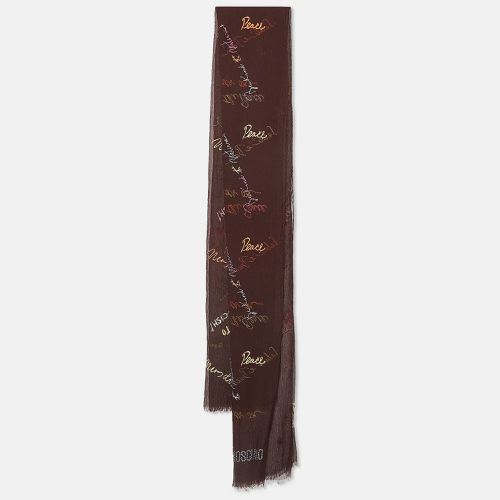 Larioseta Text Embroidery Silk Blend Scarf - Moschino - Modalova