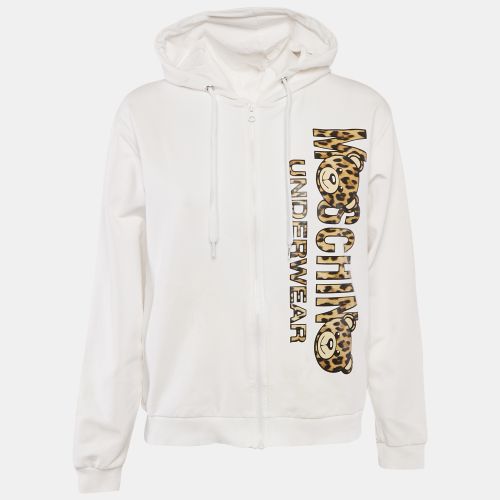 Logo Print Cotton Knit Zip-Up Hoodie Jacket XL - Moschino - Modalova