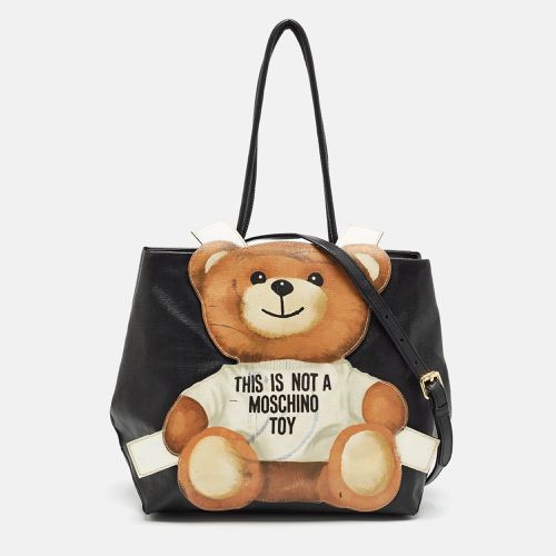 Textured Faux Leather Teddy Bear Tote - Moschino - Modalova