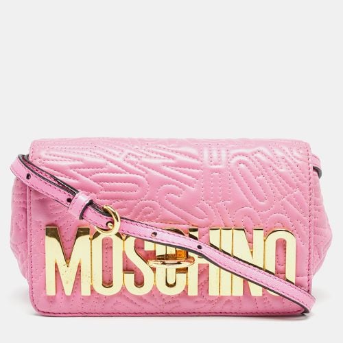 Embroidered Leather Logo Crossbody Bag - Moschino - Modalova