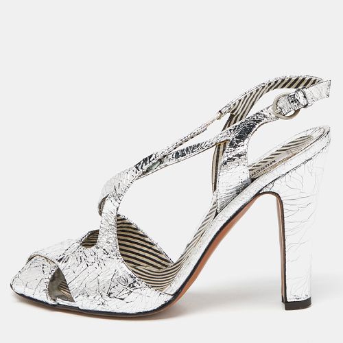 Crinkled Leather Slingback Sandals Size 38 - Moschino - Modalova