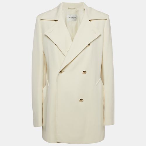 Ivory Wool Double Breasted Rebus Coat L - Max Mara - Modalova