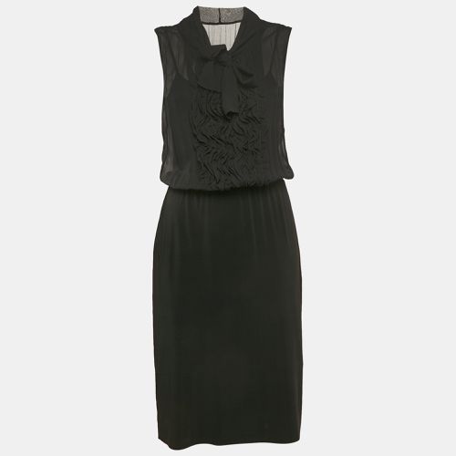 Silk and Jersey Ruffled Detail Midi Dress M - Max Mara Studio - Modalova