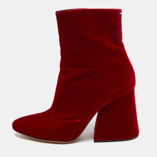 Maison Margiela Velvet Block Heel Zip Up Ankle Boots Size 41 - Maison Martin Margiela - Modalova