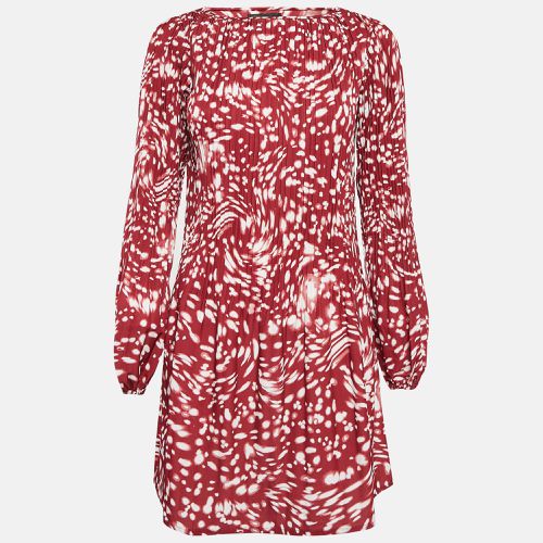 Printed Pleated Full Sleeves Mini Dress S - Maje - Modalova