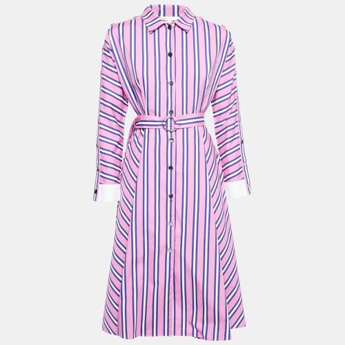 Stripe Cotton Button Front Belted Midi Dress S - Maje - Modalova