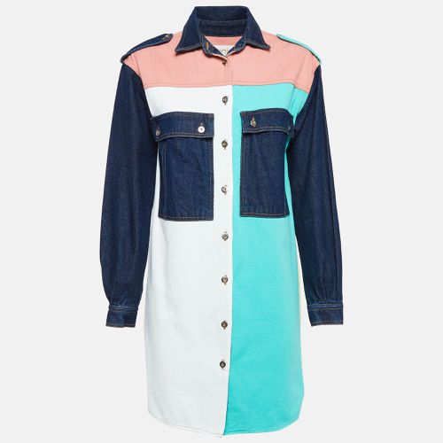 Colorblocked Denim Buttoned Short Dress S - Maje - Modalova