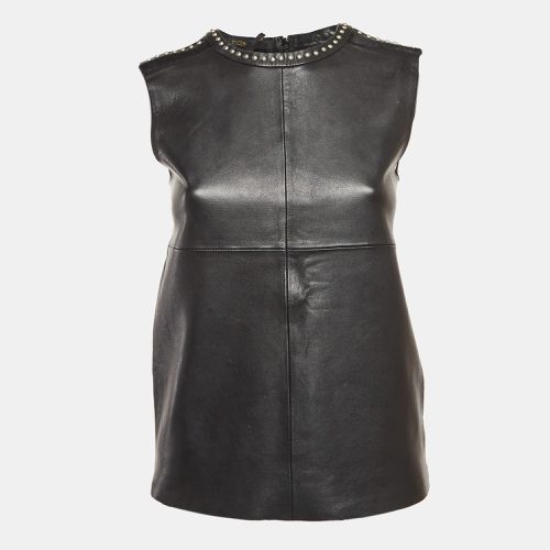 Studded Leather and Jersey Sleeveless Top S - Maje - Modalova