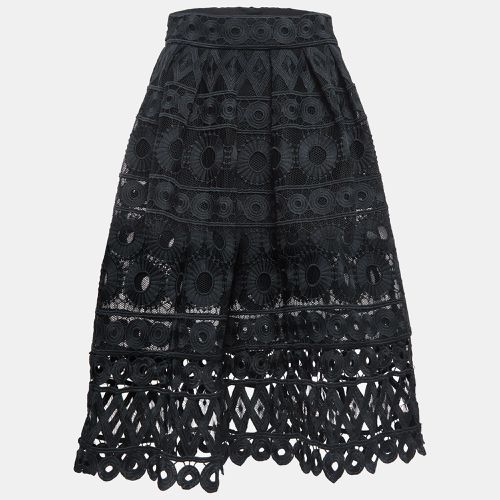 Maje Black Mesh & Lace Midi Skirt L - Maje - Modalova