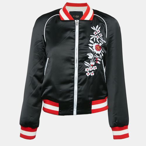 Embroidered Satin Bomber Jacket S - Maje - Modalova