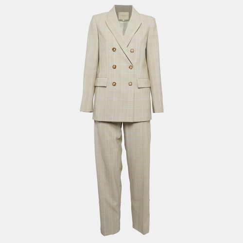 Glen Check Crepe Double Breasted Pants Suit L - Maje - Modalova