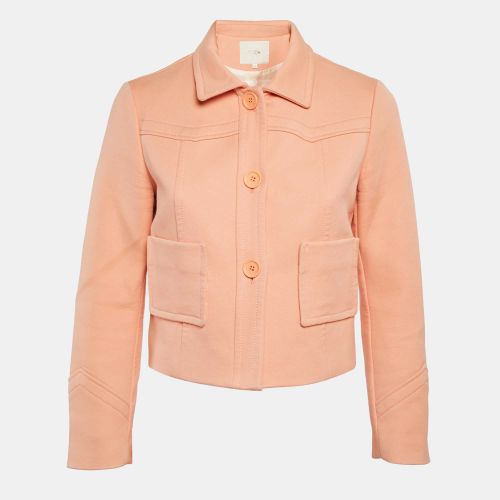 Light Cotton Button Front Cropped Jacket M - Maje - Modalova