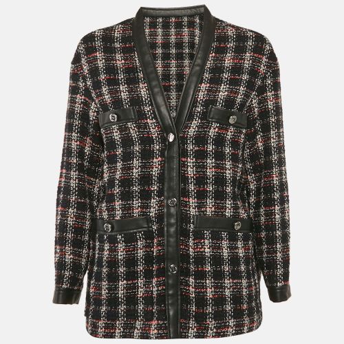 Faux Leather Trim Tweed Jacket L - Maje - Modalova