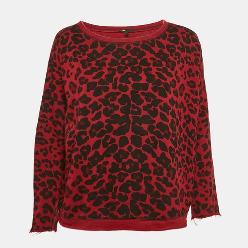 Red Leopard Print Cotton Knit Sweatshirt S - Maje - Modalova