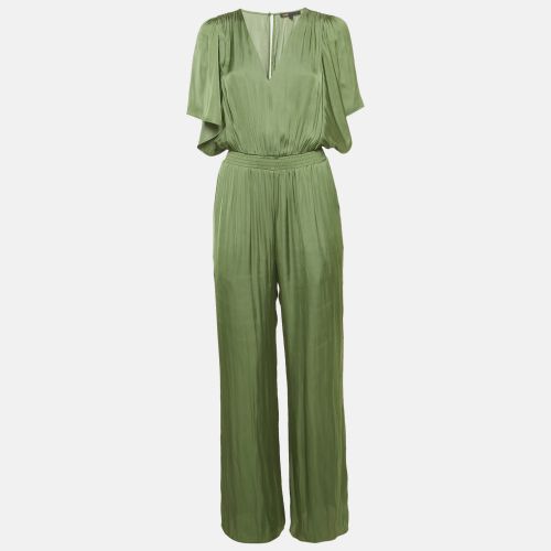 Khaki Satin Smocked Jumpsuit S - Maje - Modalova