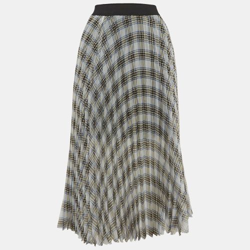 Black Checked Chiffon Midi Skirt M - Maje - Modalova