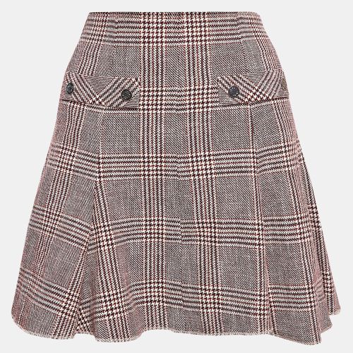 Checked Cotton Blend Godets Mini Skirt L - Maje - Modalova