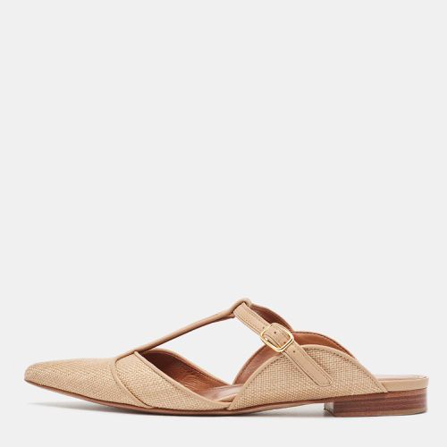 Leather Raffia and Leather Marion Buckle Detail Flat Sandals Size 36 - Malone Souliers - Modalova