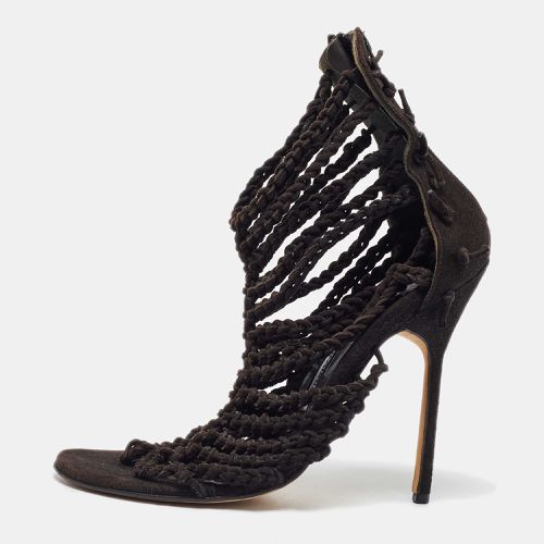 Suede Braided Ankle Strap Sandals Size 36.5 - Manolo Blahnik - Modalova