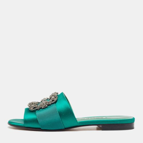 Canvas and Satin Martamod Flat Slides Size 38 - Manolo Blahnik - Modalova