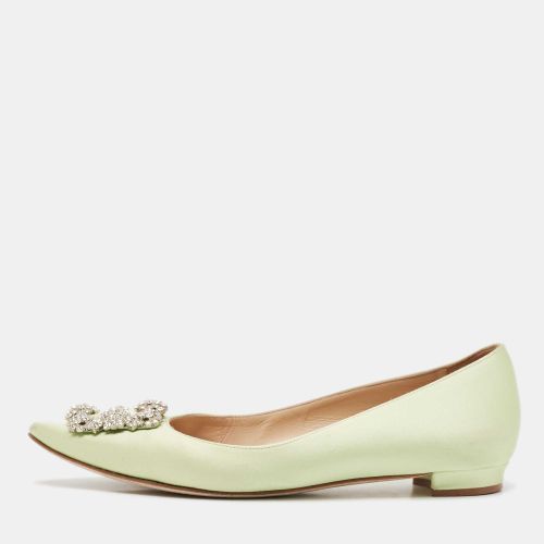 Light Satin Hangisi Ballet Flats Size 38 - Manolo Blahnik - Modalova