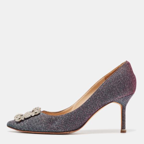 Two Tone Lurex Fabric Hangisi Pumps Size 38.5 - Manolo Blahnik - Modalova