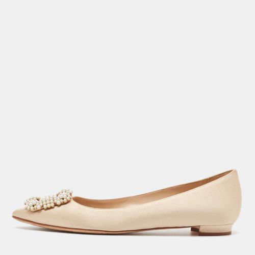 Satin Hangisi Ballet Flats Size 37 - Manolo Blahnik - Modalova