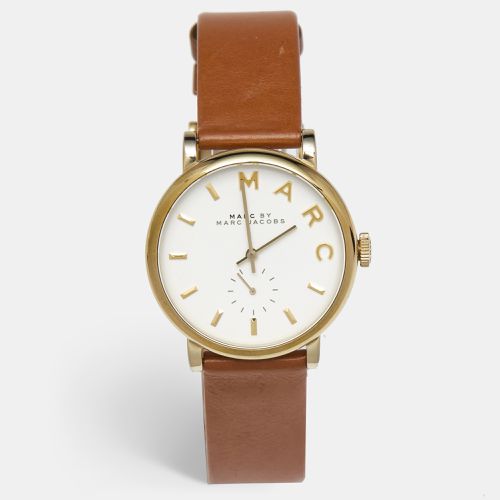 Gold Plated Stainless Steel Leather Baker MBM1316 Women's Wristwatch 36.50 mm - Marc by Marc Jacobs - Modalova