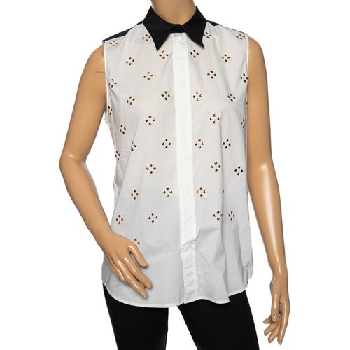 Embellished Poplin Contrast Collar & Yoke Detailed Sleeveless Shirt M - Marni - Modalova