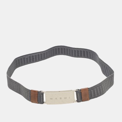 Blue/Brown Elastic and Leather Waist Belt 65 CM - Marni - Modalova