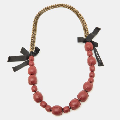 Leather & Aged Gold Tone Chain Statement Necklace - Marni - Modalova