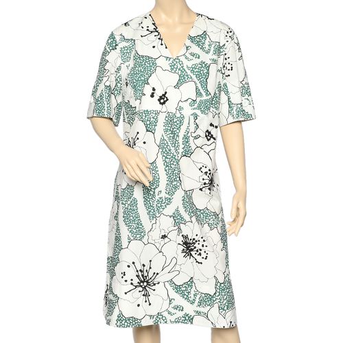 Floral Printed Cotton V-Neck Midi Dress L - Marni - Modalova