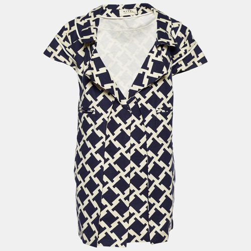 Blue Houndstooth Print Cotton Short Sleeve Coat M - Marni - Modalova