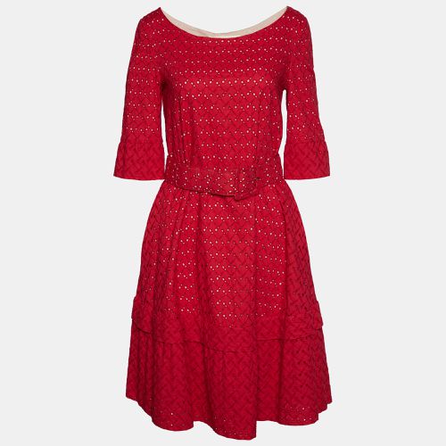 Embroidered Cotton Belted Midi Dress S - Marni - Modalova