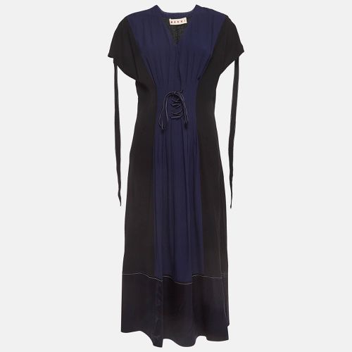 And Blue Sateen Lace-Up Waist Detailed Midi Dress S - Marni - Modalova