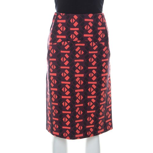 Geometric Print Wool Pencil Midi Skirt M - Marni - Modalova