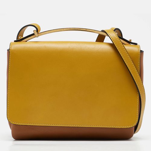 Mustard/Brown Leather Metal Top Handle Bag - Marni - Modalova