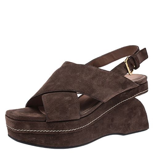 Suede Crisscross Wedge Sandals Size 39 - Marni - Modalova