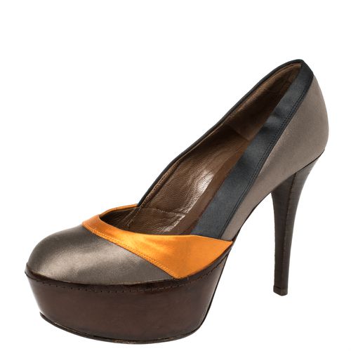 Tri Color Satin Platform Pumps Size 38 - Marni - Modalova